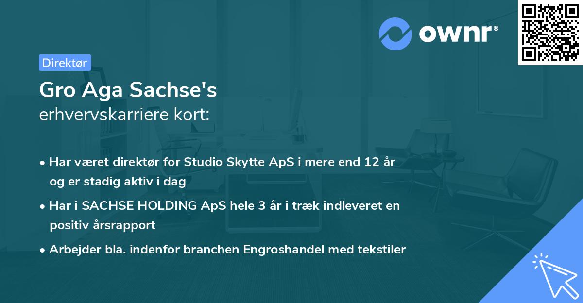 Gro Aga Sachse's erhvervskarriere kort