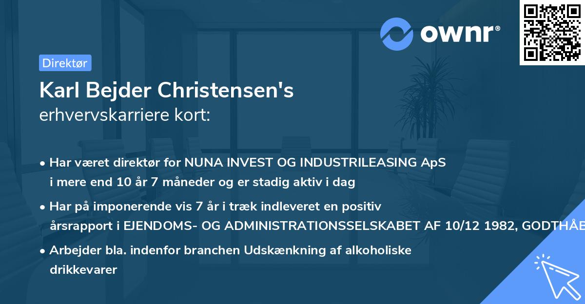 Karl Bejder Christensen's erhvervskarriere kort