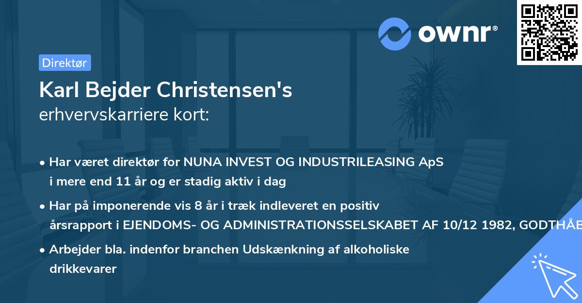 Karl Bejder Christensen's erhvervskarriere kort