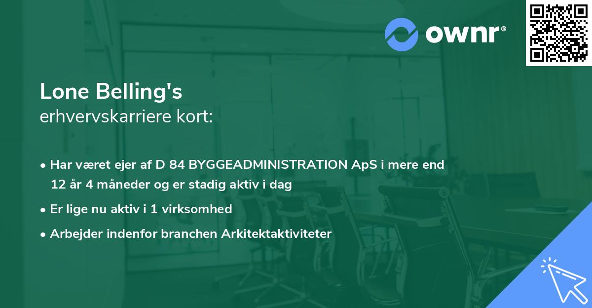 Lone Belling's erhvervskarriere kort