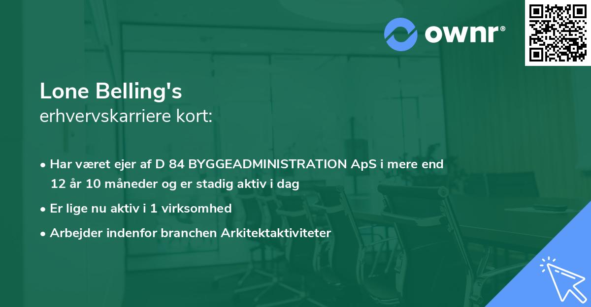 Lone Belling's erhvervskarriere kort
