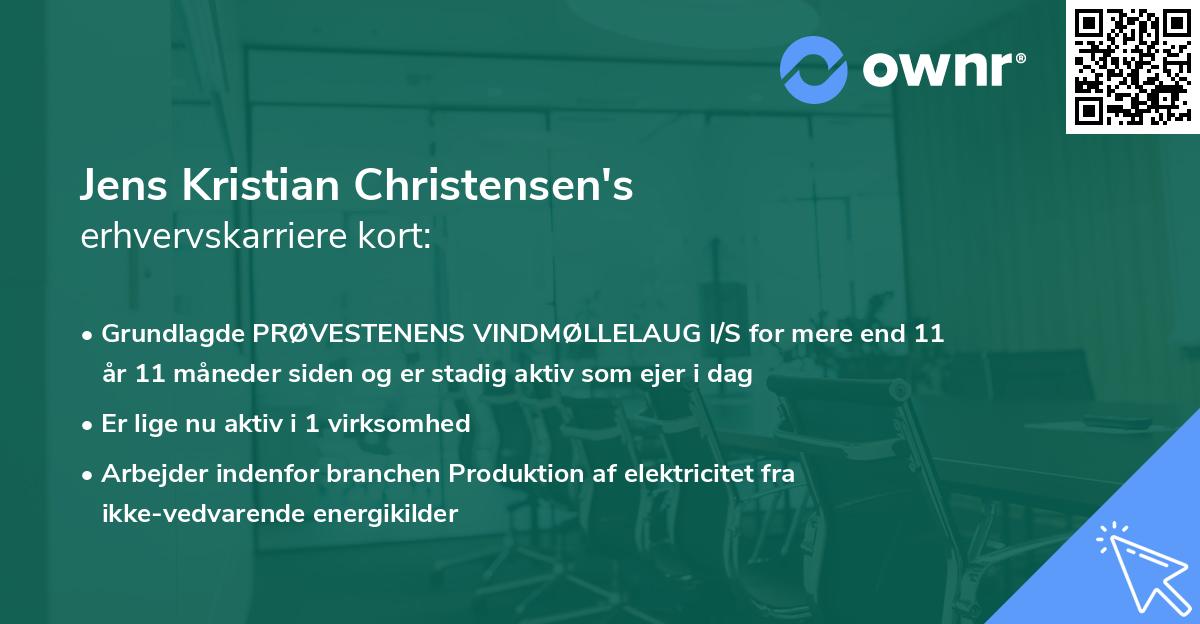 Jens Kristian Christensen's erhvervskarriere kort