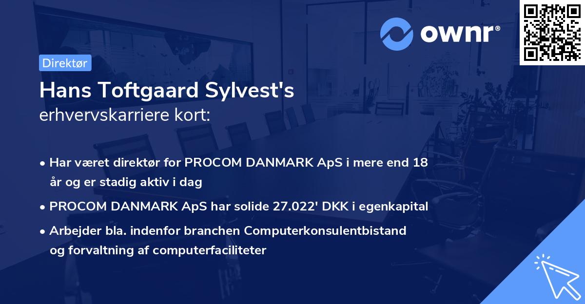 Hans Toftgaard Sylvest's erhvervskarriere kort