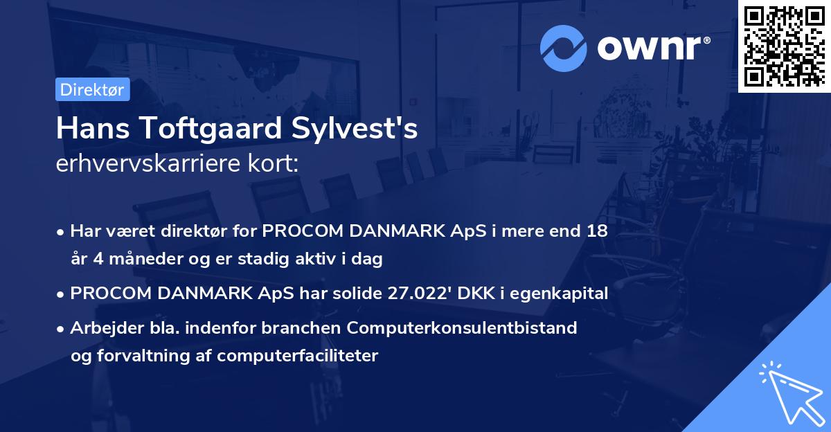 Hans Toftgaard Sylvest's erhvervskarriere kort