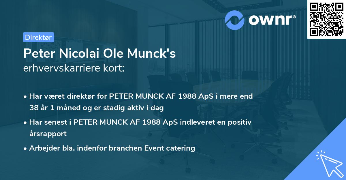 Peter Nicolai Ole Munck's erhvervskarriere kort