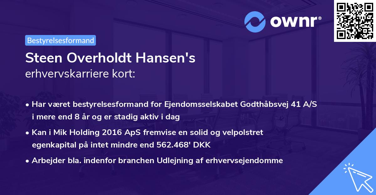 Steen Overholdt Hansen's erhvervskarriere kort