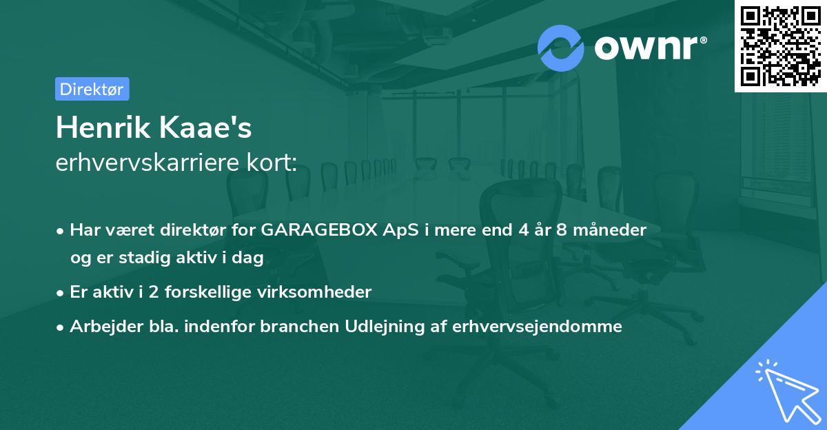 Henrik Kaae's erhvervskarriere kort