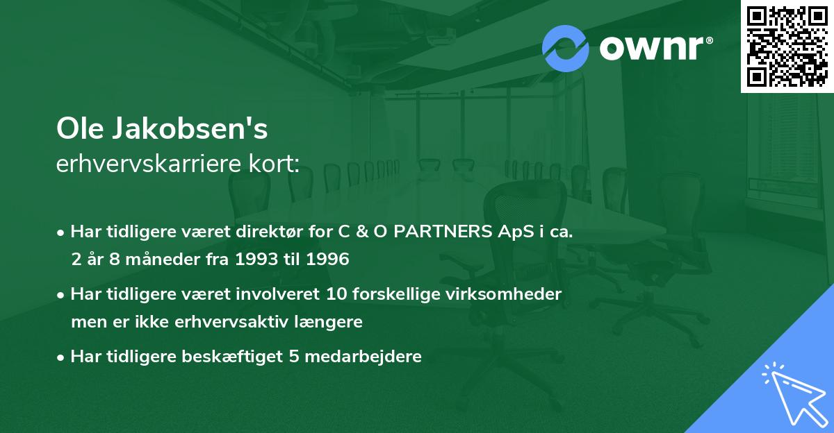 Ole Jakobsen's erhvervskarriere kort