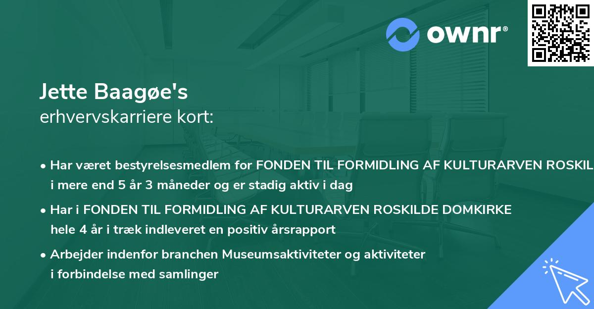 Jette Baagøe's erhvervskarriere kort