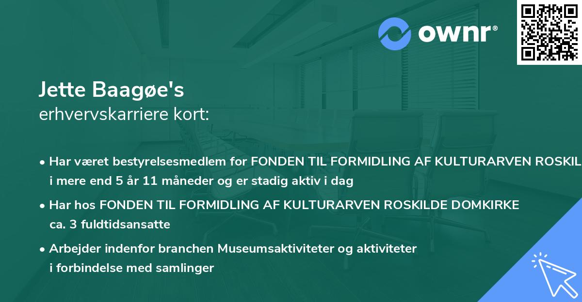 Jette Baagøe's erhvervskarriere kort