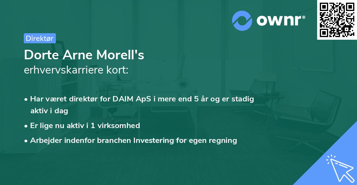 Dorte Arne Morell's erhvervskarriere kort