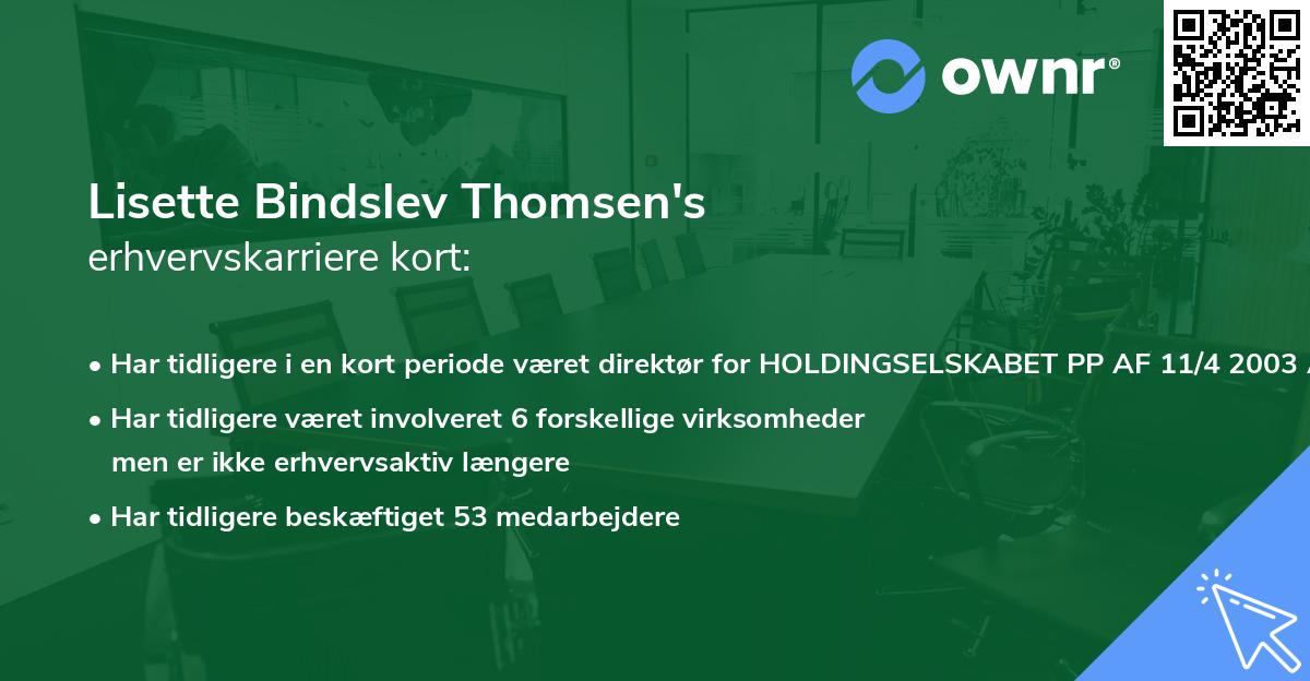 Lisette Bindslev Thomsen's erhvervskarriere kort