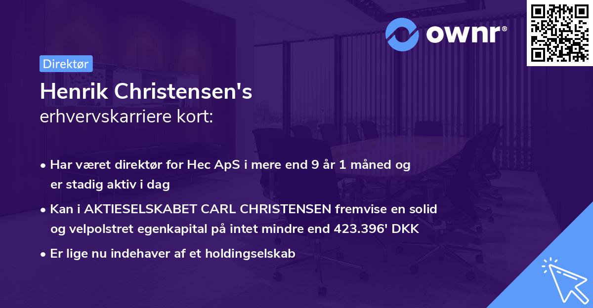 Henrik Christensen's erhvervskarriere kort