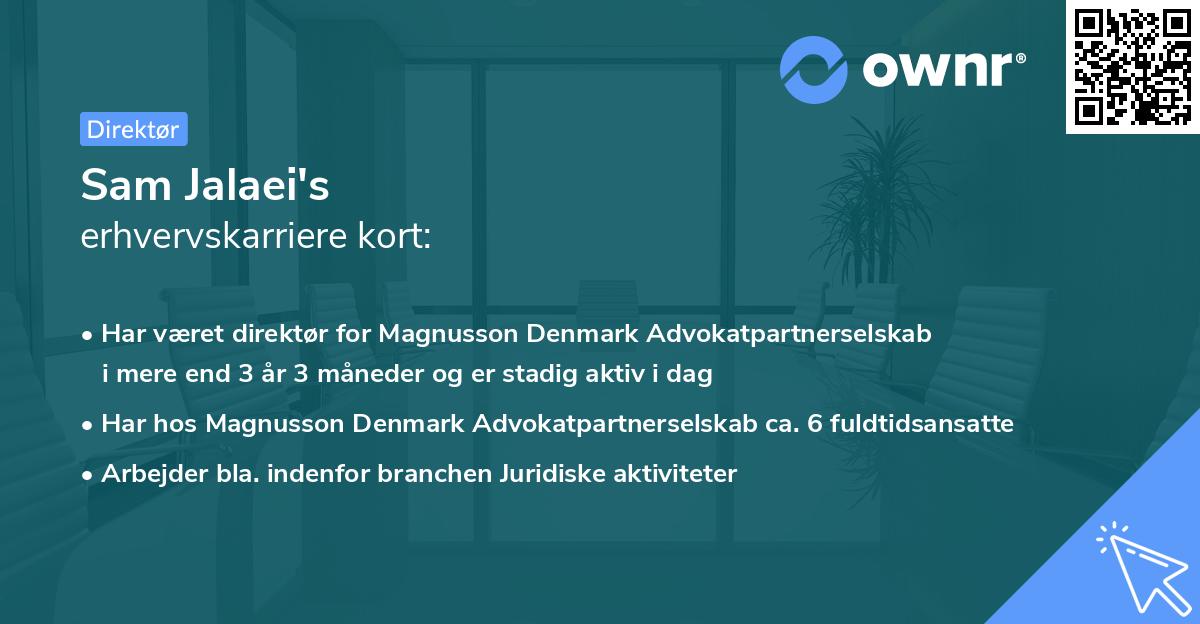 Sam Jalaei's erhvervskarriere kort