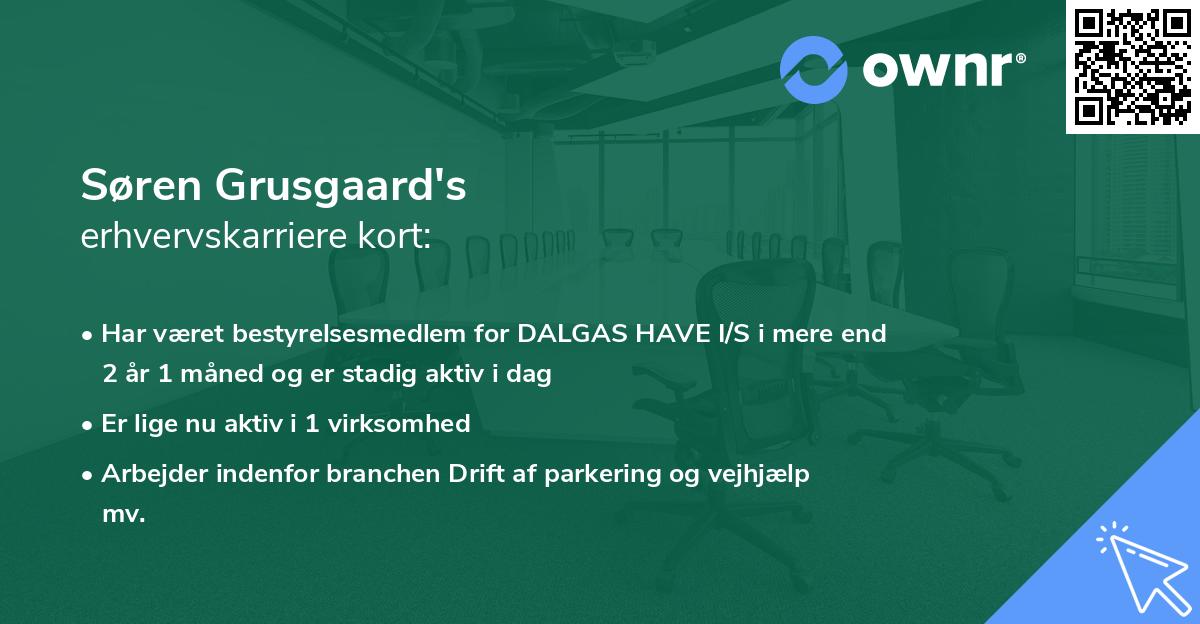 Søren Grusgaard's erhvervskarriere kort