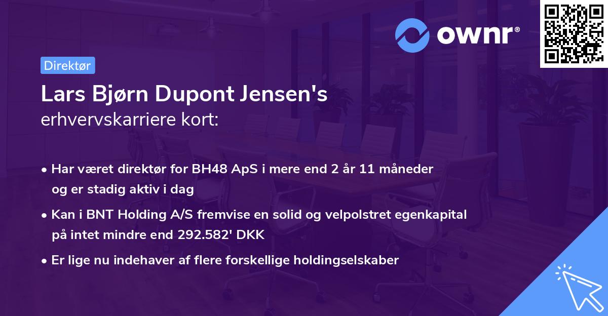 Lars Bjørn Dupont Jensen's erhvervskarriere kort