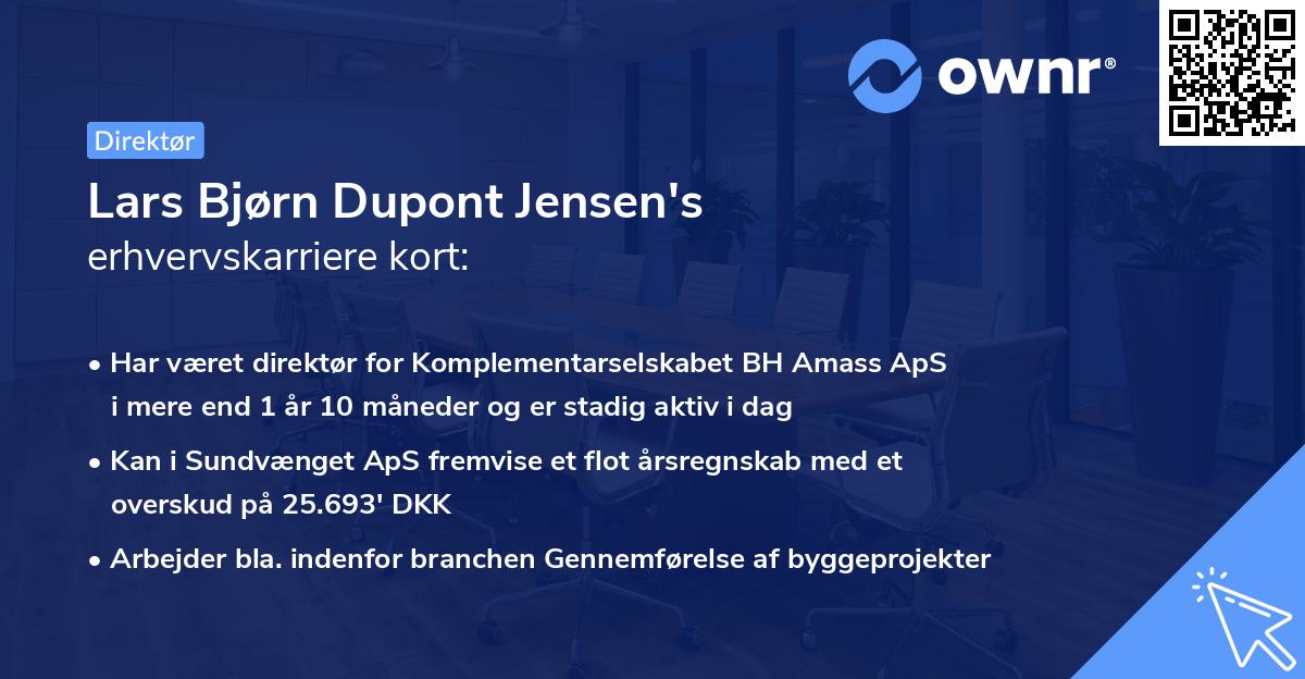 Lars Bjørn Dupont Jensen's erhvervskarriere kort