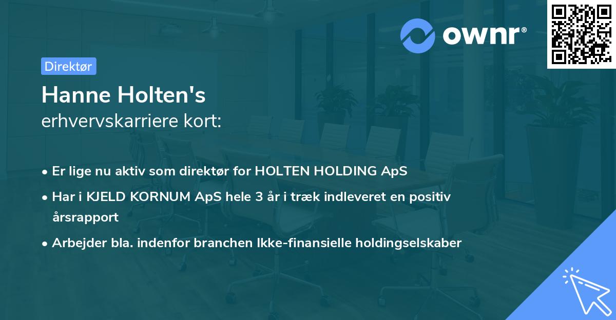 Hanne Holten's erhvervskarriere kort