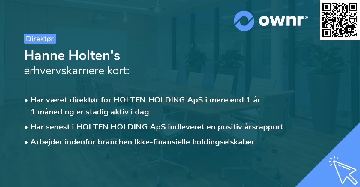 Hanne Holten's erhvervskarriere kort