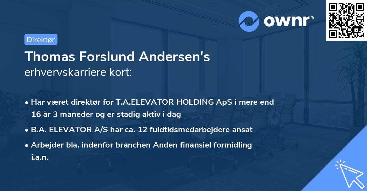 Thomas Forslund Andersen's erhvervskarriere kort