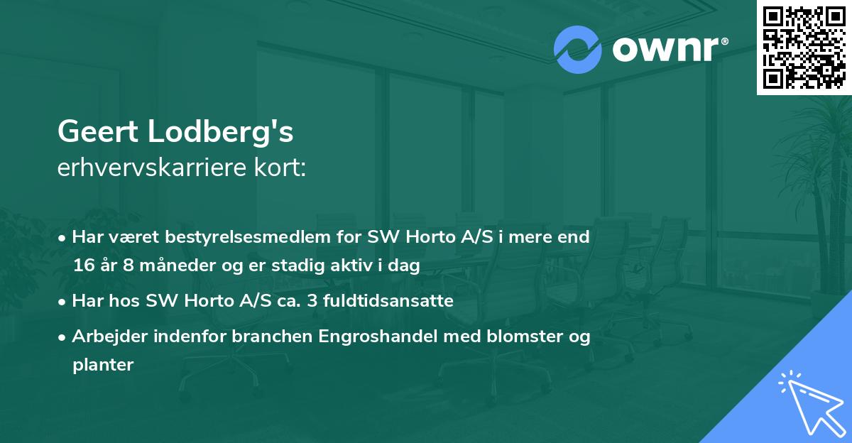 Geert Lodberg's erhvervskarriere kort