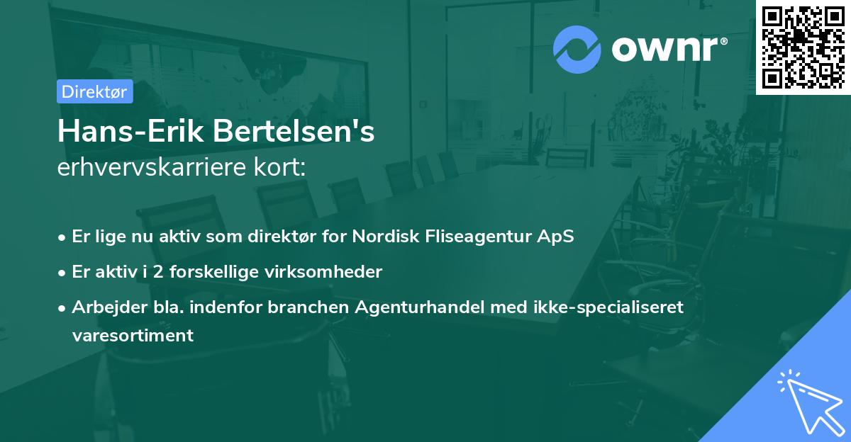 Hans-Erik Bertelsen's erhvervskarriere kort