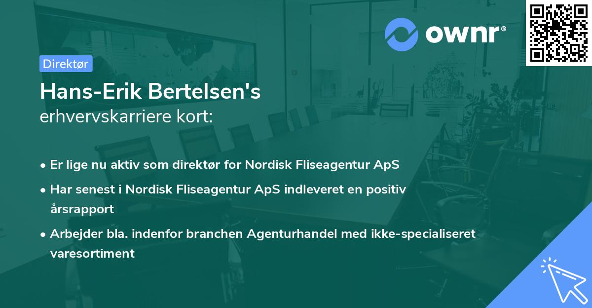 Hans-Erik Bertelsen's erhvervskarriere kort