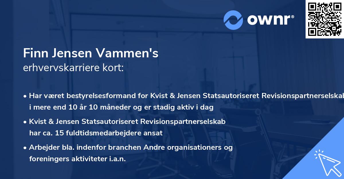 Finn Jensen Vammen's erhvervskarriere kort