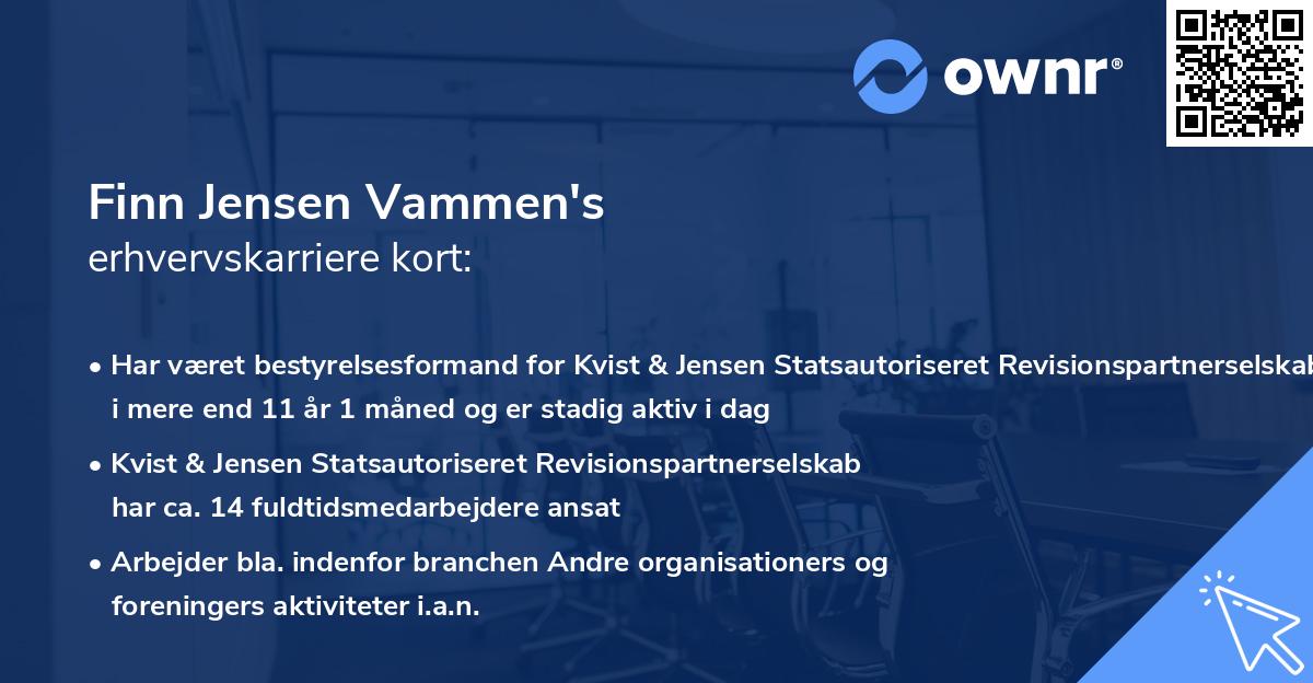 Finn Jensen Vammen's erhvervskarriere kort