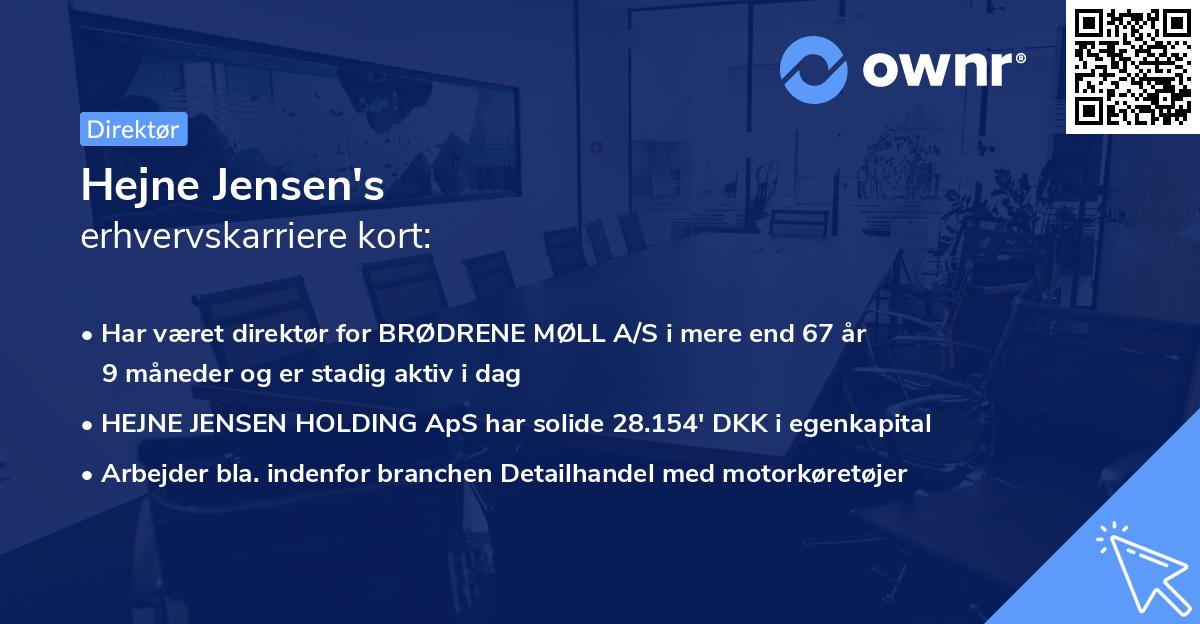 Hejne Jensen's erhvervskarriere kort