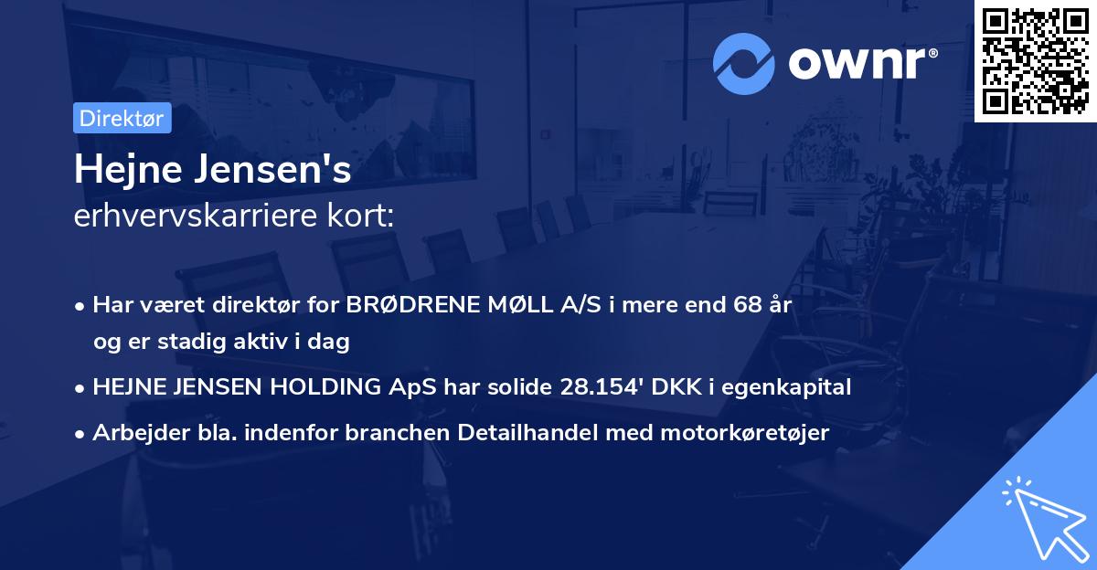 Hejne Jensen's erhvervskarriere kort