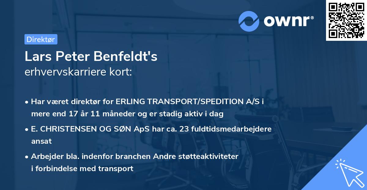 Lars Peter Benfeldt's erhvervskarriere kort