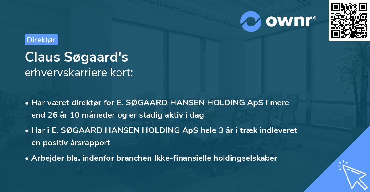 Claus Søgaard's erhvervskarriere kort
