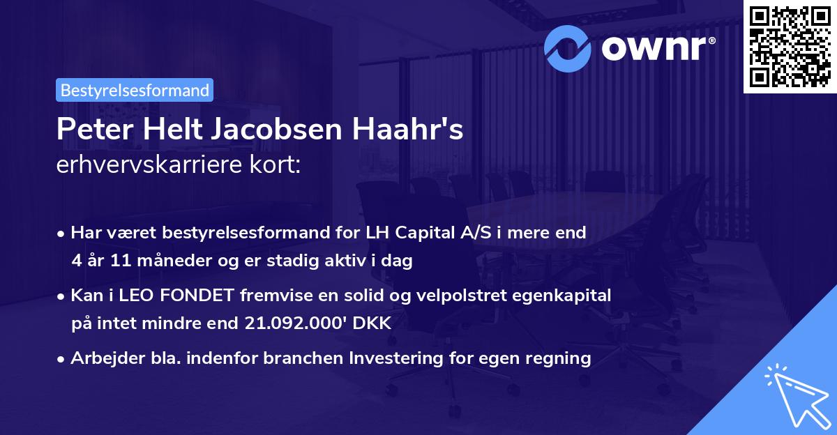 Peter Helt Jacobsen Haahr's erhvervskarriere kort