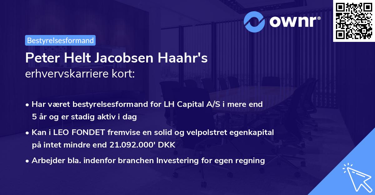 Peter Helt Jacobsen Haahr's erhvervskarriere kort