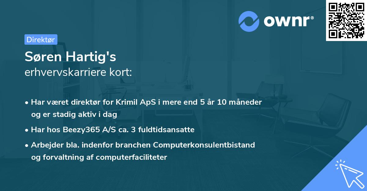 Søren Hartig's erhvervskarriere kort