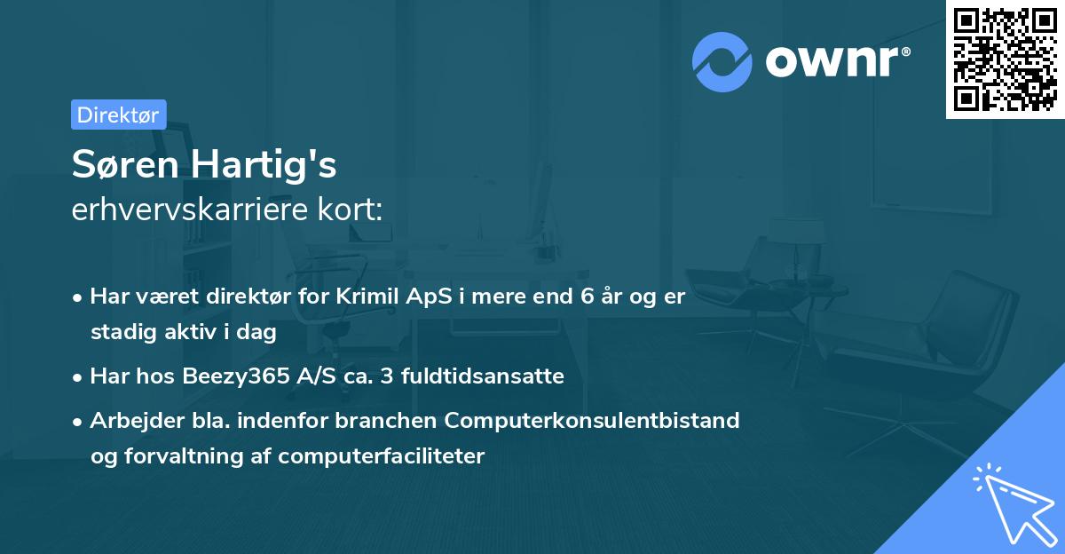 Søren Hartig's erhvervskarriere kort