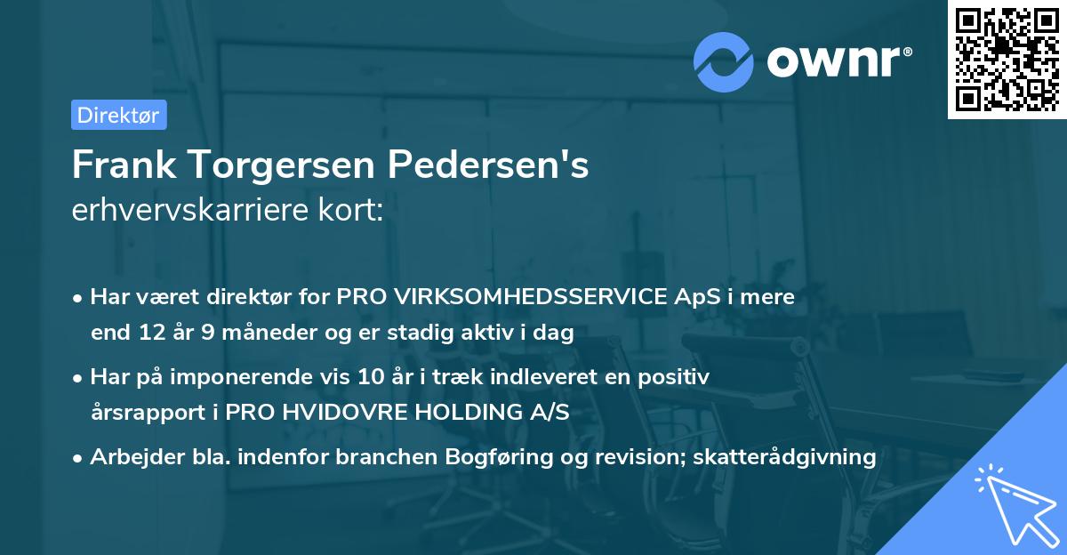 Frank Torgersen Pedersen's erhvervskarriere kort