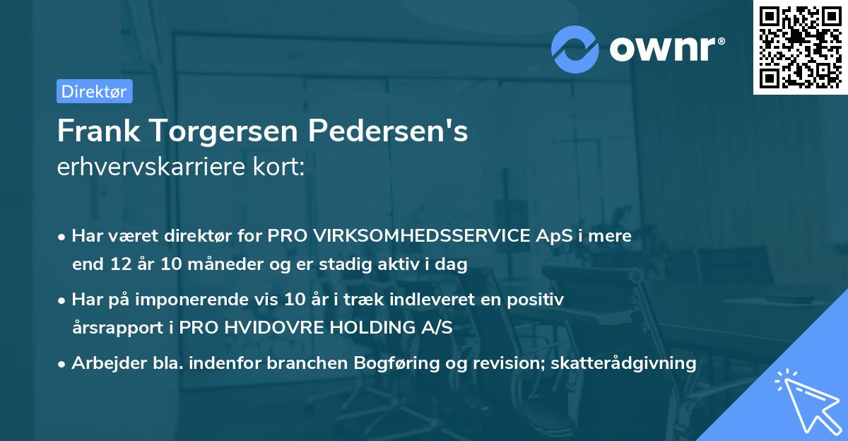 Frank Torgersen Pedersen's erhvervskarriere kort