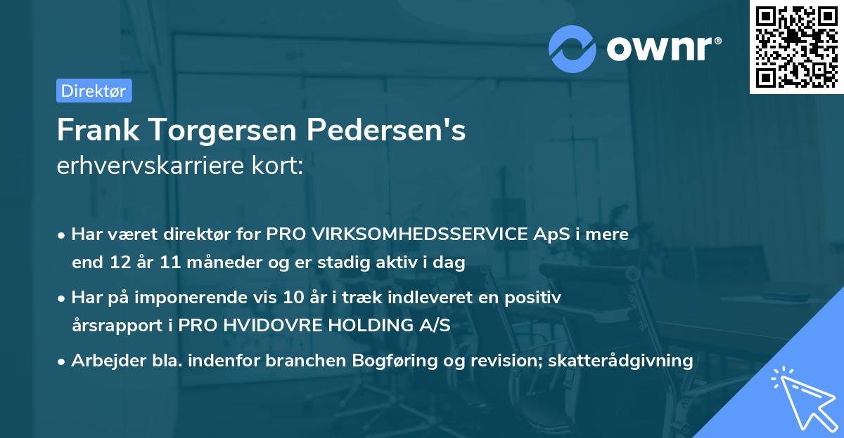 Frank Torgersen Pedersen's erhvervskarriere kort
