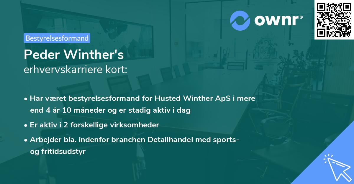 Peder Winther's erhvervskarriere kort