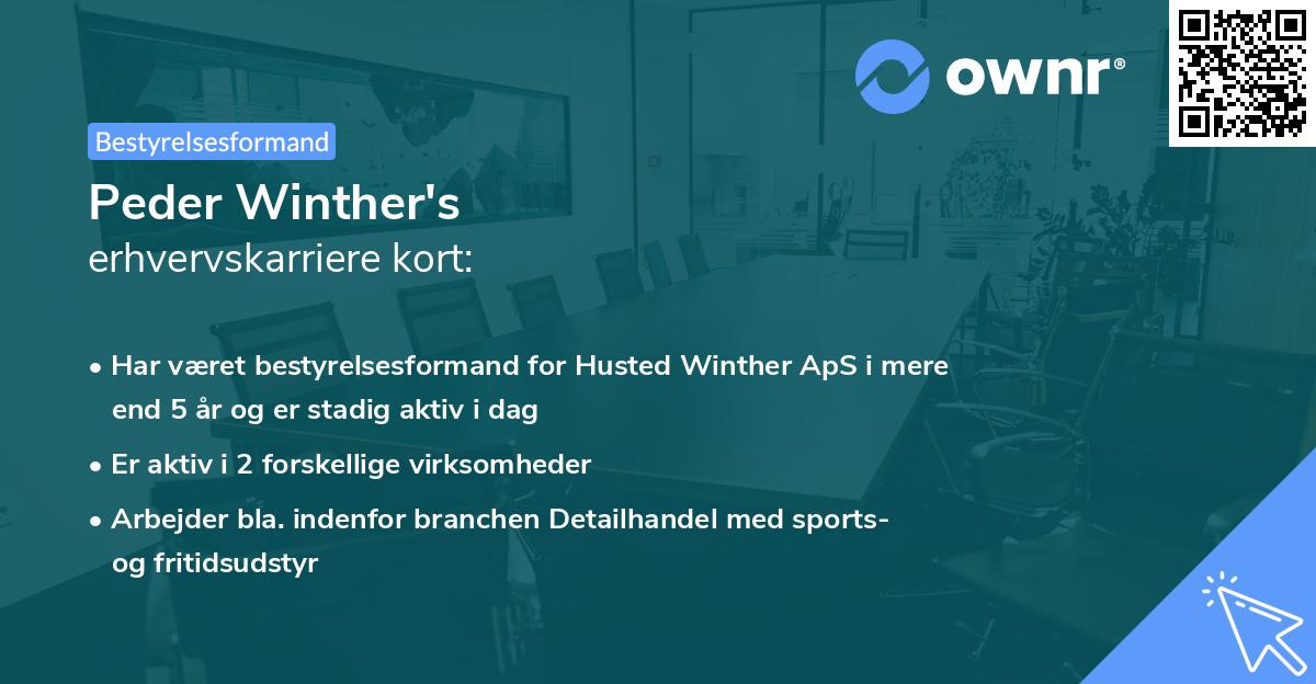 Peder Winther's erhvervskarriere kort