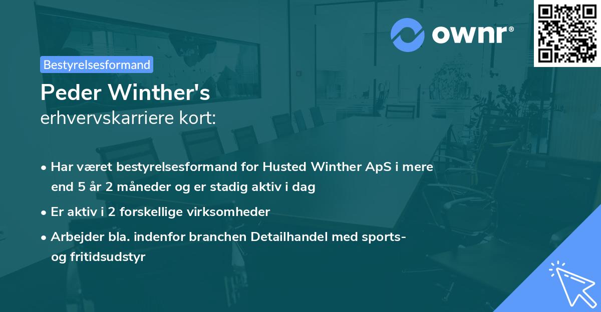 Peder Winther's erhvervskarriere kort