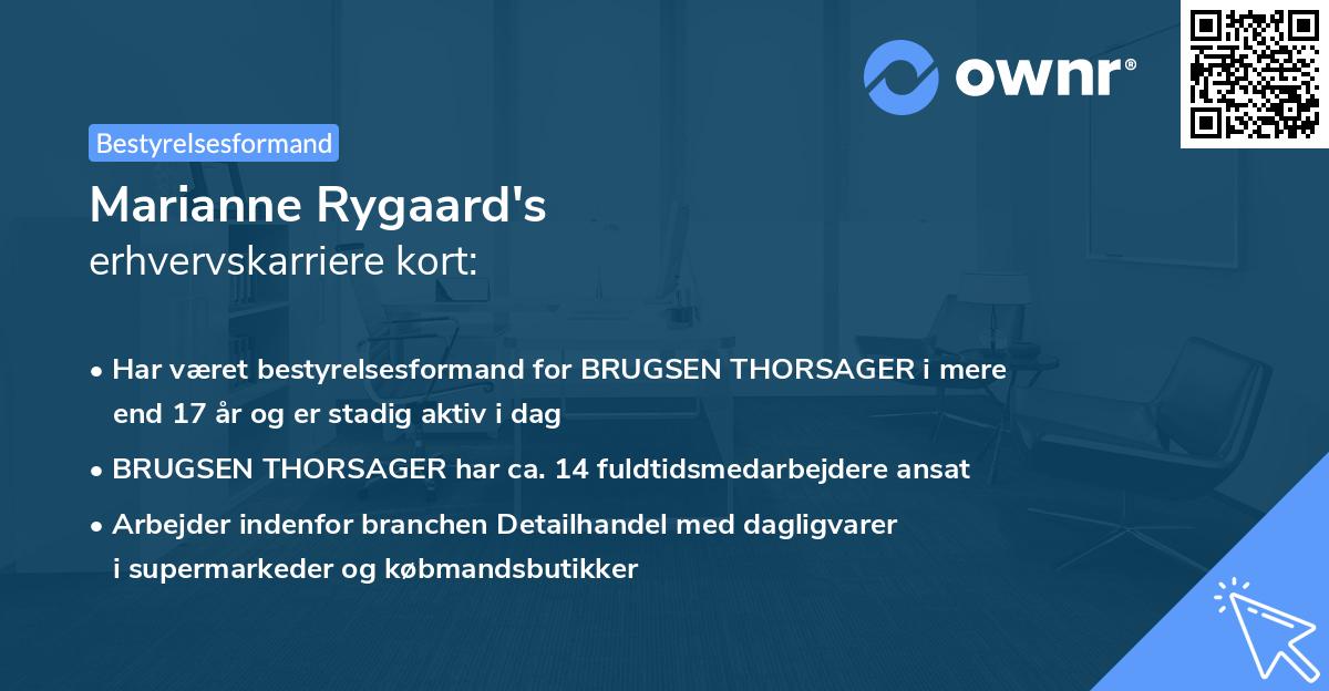 Marianne Rygaard's erhvervskarriere kort