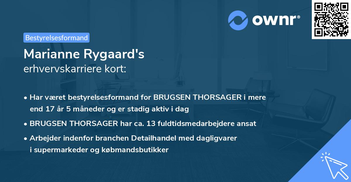 Marianne Rygaard's erhvervskarriere kort