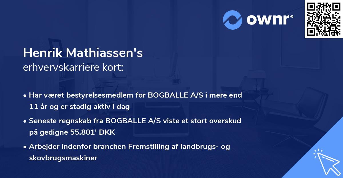 Henrik Mathiassen's erhvervskarriere kort