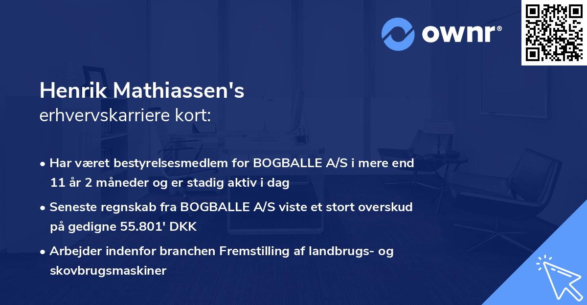 Henrik Mathiassen's erhvervskarriere kort