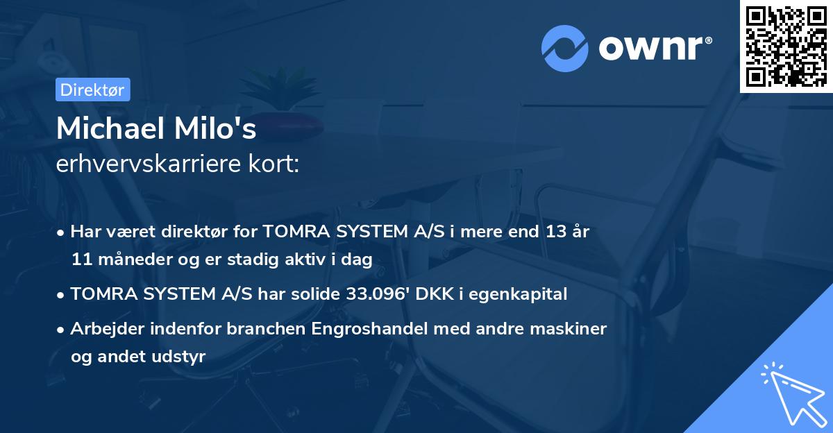 Michael Milo's erhvervskarriere kort
