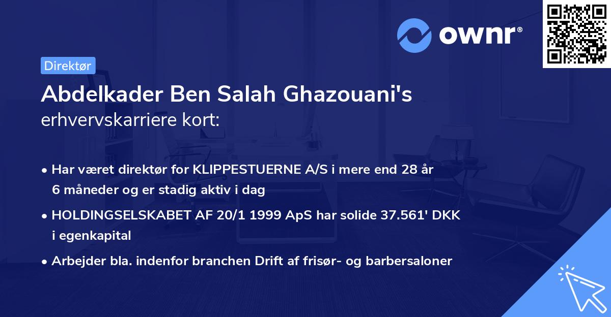 Abdelkader Ben Salah Ghazouani's erhvervskarriere kort