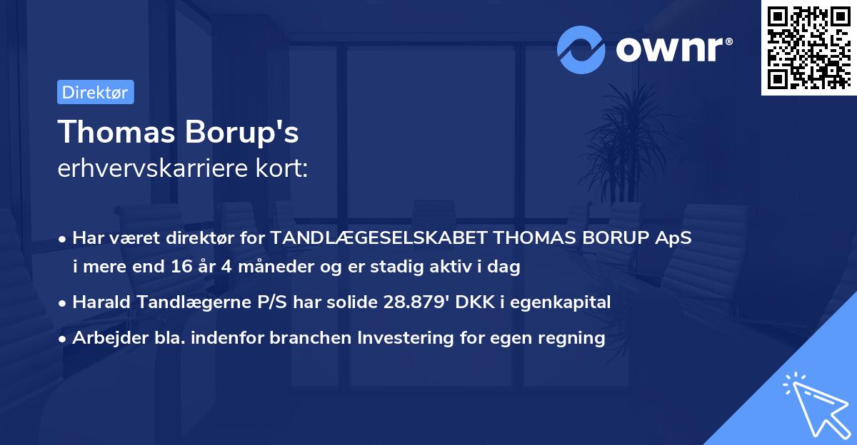 Thomas Borup's erhvervskarriere kort